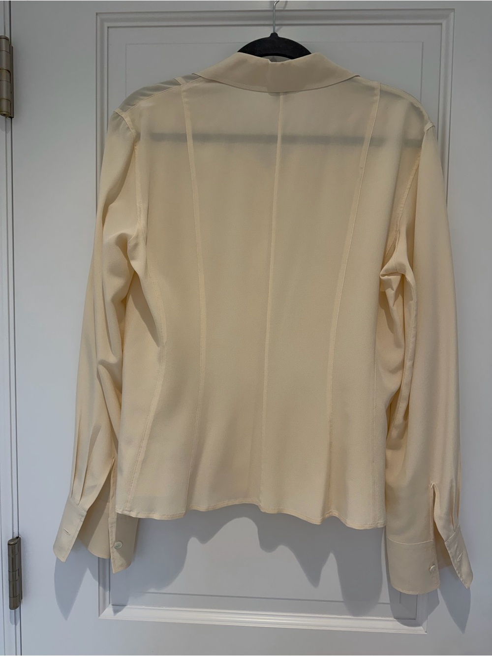 Armani Collezioni Cream Collared Button-Front Blouse - Picture 3 of 4